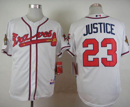Braves #23 David Justice White Cool Base Stitched MLB Jersey - Click Image to Close